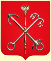 герб Санкт-Петербурга 40x48: щит - флок, без рамки, эмблема - пластик, металлизация